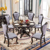 round for 8 wooden room luxury marble dining table and chair sets