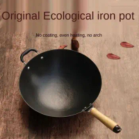 Wok Chinese Cast Iron Pan Not Rusty Non-Coated Non-Stick Pan Induction Cooker Gas Stove Cooking Pot Stewpot Kitchen Cookware