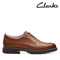 【Clarks】男鞋 Batcombe Tie GTX 防水素面粗獷大底正裝休閒鞋 皮鞋(CLM74928C)