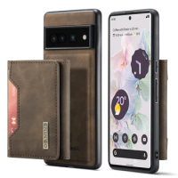 DG.MING Detachable Leather Wallet Case for Google Pixel 7 8 Pro/Pixel 6 Pro/Pixel 6 6A/5A 5G Strong Magnet Protecting Back Cover