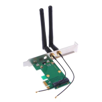Mini PCI-E To PCI-E 1X Wireless Wifi Network Card Desktop Network Adapter with 2 Antennas