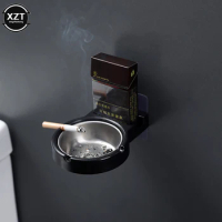 New Stainless Steel Ashtray Wall Paste Simple Household Bar Smoking Room Cigarette Butt Storage Rack Lighter Smoking Accessories