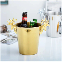 Xô Đá 5l Inox. Xô Đựng Đá cao cấp mạ vàng sẵn hai màu