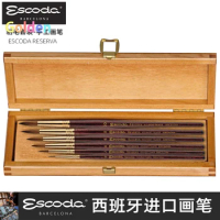 ESCODA RESERVA 1200 Pure Kolinsky Sable Round Brush Set in Wooden Box - Soft Tips,Ideal Gift for Artists and Collectors