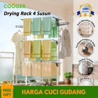 COOGER Rak Jemuran Baju Stainless Steel Rak Jemuran Handuk 4 Susun