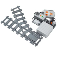 MOC Building Block Motorized Remote Control Motor Creative Train Variable Track Switch Power Functions Brick Set Replaced Rocker