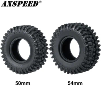 AXSPEED 4PCS 1.0" Soft Rubber All Terrain Wheel Tires 50*20/54*23mm for 1/24 Axial SCX24 1/18 TRX4M Micro Crawler Upgrade Parts