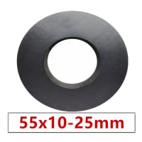 5pcs/lot Ring Ferrite Magnet 55x10 mm Hole 25mm Permanent magnet 55mm x 10mm Black Round Speaker ceramic magnet 55*10 55-25x10