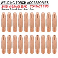 24KD 0.8/0.9/1.0/1.2mm M6*28mm Copper Contact Tips Welding Nozzles for 24KD MIG/MAG Welding Torch Tip M6 For Binzel Gas Nozzle