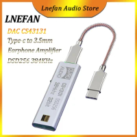 LNEFAN CS43131 USB C DAC Type C To 3.5mm Jack Decoding Adapter Headphone Amplifier 32Bit 384KHz DSD256 Lightning Audio HiFi AMP