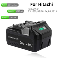 For Hitachi 18V 4.0Ah 6.0Ah Lithium-Ion Battery Replacement Battery for Hitachi 371751M 372121M BSL36A18 BSL36B18 Power Tools