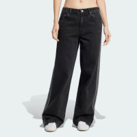 【adidas 愛迪達】長褲 女 休閒褲 丹寧 三葉草 DENIM 3S PANT 黑 JD3109