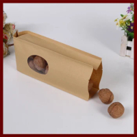 10*24+6cm 10pcs Kraft Paper Organ Window Bag For Gift/tea/candy/jewelry/bread Packaging Paper Food Bag Diy Jewelry Pack Display