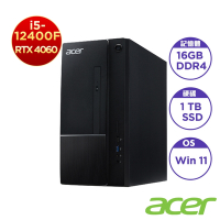 Acer 宏碁 TC-1750 十二代6核獨顯桌上型電腦 (i5-12400F/RTX4060/16G/1TB/Win11)