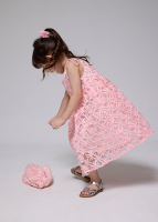 Kids' Lace Straight Neck Fit & Flare Mini Dress