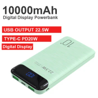 Portable Power Bank 10000mAh SlimExternal Battery Charger 22.5W PD20W Phone Charger For iPhone Samsung Huawei Xiaomi Poverbank