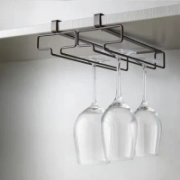 Stemware Inverted Storage Shelf Wine Glass Holder Hanging Iron Rack Champagne Goblet Cup Under Cupboard