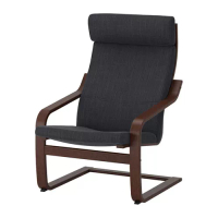 POÄNG 扶手椅, 棕色/hillared 碳黑色, 68x83x100 公分