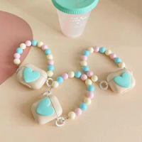 Heart Shape Earphone Cover for Apple Airpods 2 Pro 3 Cases for AirPod Cute Colorful beads Bracelet Pendant Shockproof Case