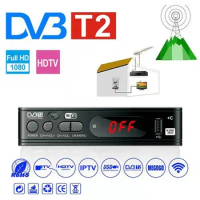 DVB-T2 TV Tuner Terrestrial Receiver with DVB-T 1080 HD TV Box USB 2.0 set top box Decoder for HEVC Youtube with USB WIFI H.264
