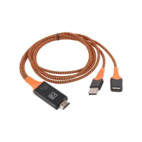 2021 HOT Portable Size Nylon Wire Braided USB Female to HDMI-compatible Male HDTV Adapter Cable Support Type-C Lightning Cable