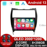 10.1"Android 13 2din Car radio For TOYOTA Camry 2012 2013 2014 Version multimedia Video Player GPS Stereo Navigation Carplay RDS