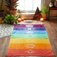Single Rainbow Beach Towel Carpet Mandala Boho Stripes Bikini Cover Up Travel Yoga Mat Outdoor Beachwear 150x70cm/100x45cm