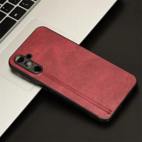 For Samsung Galaxy M34 5G Case Luxury Calfskin PU Suture Leather lines Back Cover ShockProof Case For Samsung M34 5G Phone Case