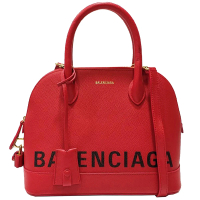 【Balenciaga 巴黎世家】518873 經典Ville 印字ALMA系列手提斜背兩用貝殼包(紅色)