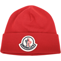 MONCLER 經典標誌反摺針織羊毛帽(紅色)
