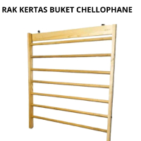 Rak Kertas Wrapping Buket Kado/Rak Penyimpanan Kertas Celo Tempel Dinding Kayu