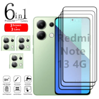6in1 For Xiaomi Redmi Note 13 4G Glass Redmi Note 13 5G Tempered Glass 9H Full Glue Screen Protector Redmi Note 13 Pro Len Glass