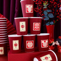 Supplies snail fun hi word cup wedding banquet disposable red corrugated water