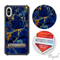apbs iPhone XS / X 5.8吋軍規防摔立架手機殼-大理石寶石藍