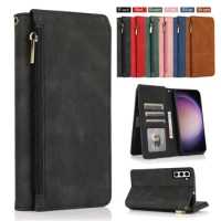 Flip Cover Leather Zip Pocket Vertical Bracket Wallet Phone Case For Vivo X70 Pro Plus X60 X50 V21 S16 V27 Y22 Y35 Y72 Y16 Y70