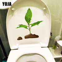 YOJA 20.5X22.8CM Plant Sprout Funny Toilet Sticker Fresh Plant Home Room Wall Decoration T1-1386