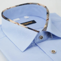 【金安德森】經典格鑲領藍色吸排窄版長袖襯衫