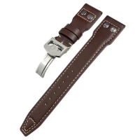Leather Watchbands Strap For IWC Studded Leather Watch Strap Folding Buckle in Head Watches Leather Straps 21mm/22mm Replace