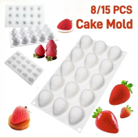 Strawberry Silicone Baking Mould Cake Mould Mousse Cake Mold DIY Chocolate Jelly Pudding Mold Food-g
