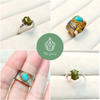 THOX JEWEL TURQUOISE Natural Stone s925 Silver Plated Adjustable Ring