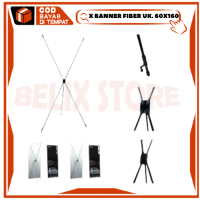 X Banner Fiber Uk. 60x160 / X banner standar hitam / Stand Banner