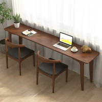 全實木窄書桌長條臥室窗邊桌靠墻桌設計辦公電腦桌一字工作臺