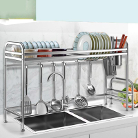 瀝水碗架廚房放碗水池上碗架水槽瀝碗盤架家用碗筷置物304不銹鋼