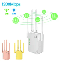 1200Mbps Wireless WiFi Extender 360° Coverage Dual Band 2.4GHz/5.8GHz WiFi Internet Booster Supports Ethernet Port for Home