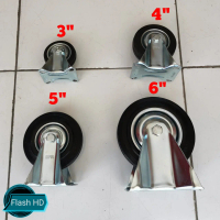 Roda karet/roda trolley/roda etalase lori plat MATI Varian uk 3/6\inch"