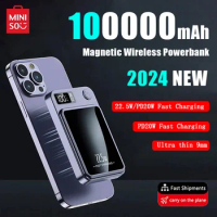 Miniso 2024 New 100000mAh Wireless Power Bank Magnetic Qi Portable Powerbank Type C Mini Fast Charger For iPhone Samsung MaCsafe
