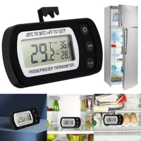 Digital Fridge Thermometer Large LCD Waterproof Refrigerator Freezer Thermometer Magnetic Back&amp; Hook for Kitchen Home Restaurant