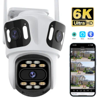 6K HD External Three Lens WiFi PTZ Waterproof Camera Outdoor 4K Dual Lens Auto Tracking Cam CCTV Security Surveillance Cam iCsee