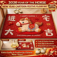 New Year cartoon crystal foot mat Crystal velvet doormats, rugs, and doormats