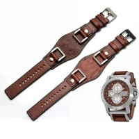 Genuine Leather Watch Strap 24mm For Fossil JR1156 JR1157 Water-proof Brown Black Watchband For Men Steel Clasp Belt Bracelet